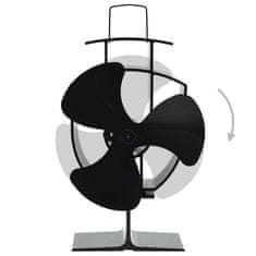 Vidaxl Ventilator za kamin na toploto s 3 krili črn