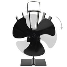 Vidaxl Ventilator za kamin na toploto s 3 krili črn
