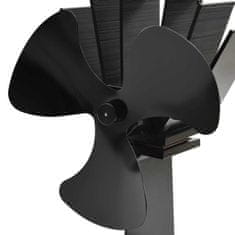 Vidaxl Ventilator za kamin na toploto s 3 krili črn