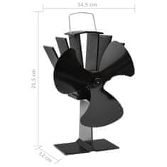 Vidaxl Ventilator za kamin na toploto s 3 krili črn
