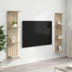Vidaxl Stenska polica 2 kos Sonoma hrast 25 x 15 x 100 cm