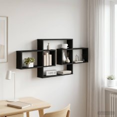 Vidaxl Stenska polica Črni hrast 130 x 10 x 50 cm