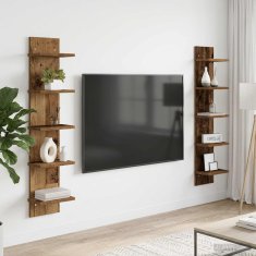 Vidaxl Stenska polica 2 kos Star les 22 x 15 x 100 cm Inženirski les