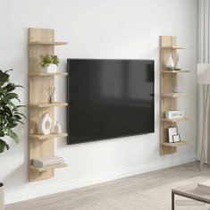 Vidaxl Stenska polica 2 kos Sonoma hrast 22 x 15 x 100 cm