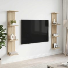 Vidaxl Stenska polica 2 kos Sonoma hrast 22 x 15 x 100 cm