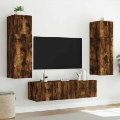 Vidaxl Stenska TV omarica z LED lučkami dimljeni hrast 60x35x41 cm
