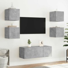 Vidaxl Stenska TV omarica z LED lučkami betonsko siva 30,5x35x30 cm