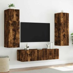 Vidaxl Stenska TV omarica z LED lučkami dimljeni hrast 80x35x41 cm