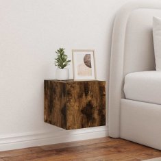 Vidaxl Stenska TV omarica z LED lučkami dimljeni hrast 30,5x35x30 cm