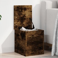 Vidaxl Škatla za shranjevanje dimljen hrast 30x35x35 cm inženirski les