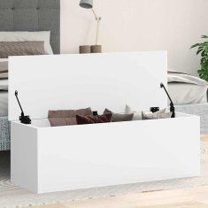 Vidaxl Škatla za shranjevanje bela 102x35x35 cm inženirski les