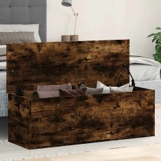 Vidaxl Škatla za shranjevanje dimljen hrast 102x35x35cm inženirski les