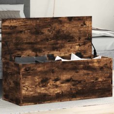 Vidaxl Škatla za shranjevanje dimljen hrast 90x35x35 cm inženirski les