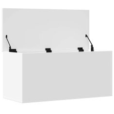 Vidaxl Škatla za shranjevanje bela 100x42x46 cm inženirski les