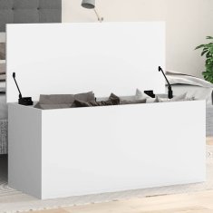 Vidaxl Škatla za shranjevanje bela 100x42x46 cm inženirski les