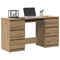 Vidaxl Pisalna miza artisan hrast 140x50x77 cm inženirski les