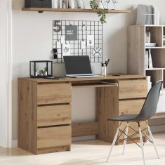 Vidaxl Pisalna miza artisan hrast 140x50x77 cm inženirski les