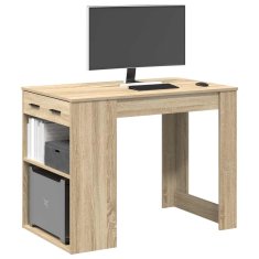 Vidaxl Pisalna miza s predalom in polico sonoma hrast 102x62x77,5 cm