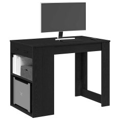 Vidaxl Pisalna miza s predalom in polico črn 102x62x77,5 cm inž. les