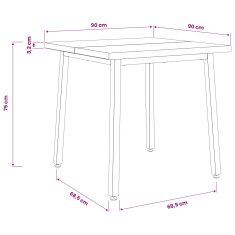 Vidaxl Kvadratna jedilna miza 90 x 90 x 75 cm Masiven les akacije