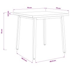 Vidaxl Kvadratna jedilna miza 70 x 70 x 75 cm Masiven les akacije