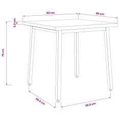 Vidaxl Kvadratna jedilna miza 80 x 80 x 75 cm Masiven les akacije
