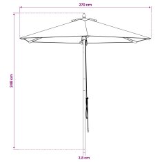 Vidaxl Vrtni dežnik Ø 270 x 248 cm Trdna Eukaliptusova Les Antracit