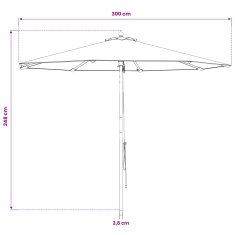 Vidaxl Vrtni dežnik Ø 300 x 248 cm Trdna Eukaliptusova Les Kremno bela