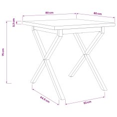 Vidaxl Kvadratna jedilna miza 80 x 80 x 75 cm Masiven les akacije