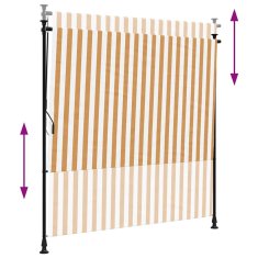 Vidaxl Zunanje rolo senčilo oranžno in belo 150x270 cm tkanina jeklo