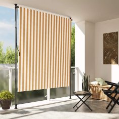 Vidaxl Zunanje rolo senčilo oranžno in belo 150x270 cm tkanina jeklo
