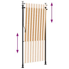 Vidaxl Zunanje rolo senčilo oranžno in belo 100x270 cm tkanina jeklo