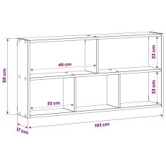 Vidaxl Stenska polica Črni hrast 102 x 17 x 50 cm Inženirski les
