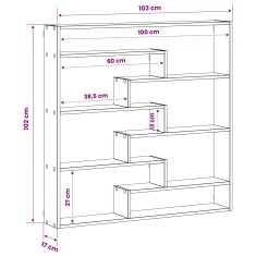 Vidaxl Stenska polica Črni hrast 103 x 17 x 102 cm Inženirski les