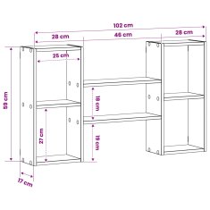 Vidaxl Stenska polica Črni hrast 102 x 17 x 59 cm Inženirski les