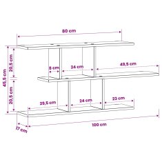 Vidaxl Stenska polica Črni hrast 100 x 17 x 45,5 cm Inženirski les
