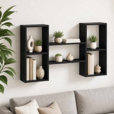 Vidaxl Stenska polica Črni hrast 102 x 17 x 59 cm Inženirski les