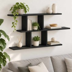 Vidaxl Stenska polica Črni hrast 100 x 17 x 45,5 cm Inženirski les