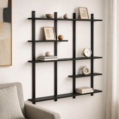 Vidaxl Stenska polica Črni hrast 102 x 13.5 x 102.5 cm Iverna plošča