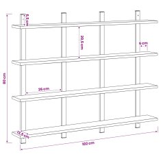 Vidaxl Stenska polica Črni hrast 102 x 13.5 x 80 cm Inženirski les
