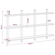 Vidaxl Stenska polica Črni hrast 102 x 13.5 x 58 cm Inženirski les