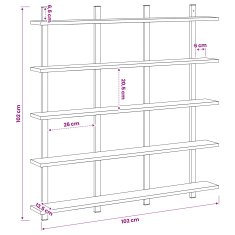 Vidaxl Stenska polica Črni hrast 102 x 13,5 x 102 cm Inženirski les