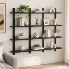 Vidaxl Stenska polica Črni hrast 102 x 13.5 x 80 cm Inženirski les
