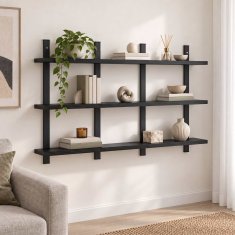 Vidaxl Stenska polica Črni hrast 102 x 13.5 x 58 cm Inženirski les