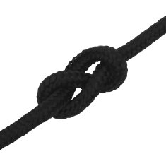 Vidaxl Večnamenska vrv 12 mm 50 m Črna Poliester