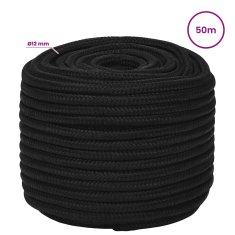 Vidaxl Večnamenska vrv 12 mm 50 m Črna Poliester