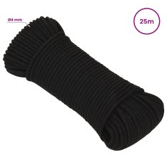 Vidaxl Večnamenska vrv 4 mm 25 m Črna Poliester