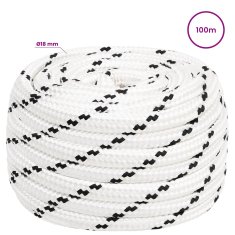 Vidaxl Večnamenska vrv 18 mm 100 m Bela Poliester