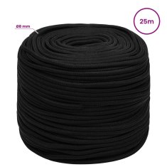 Vidaxl Večnamenska vrv 8 mm 25 m Črna Poliester