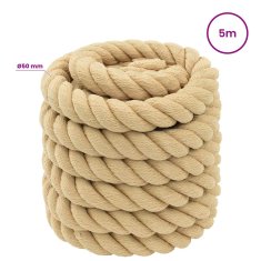 Vidaxl Večnamenska uporabna vrv 50 mm 5 m Naravna PP